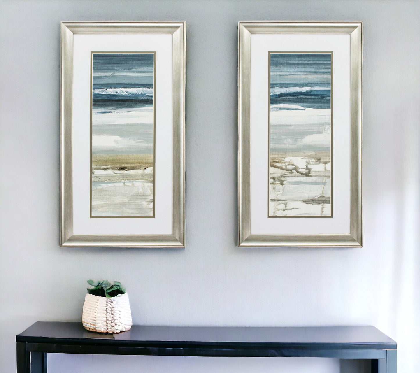 15" X 27" Brushed Silver Frame Horizon (Set Of 2)