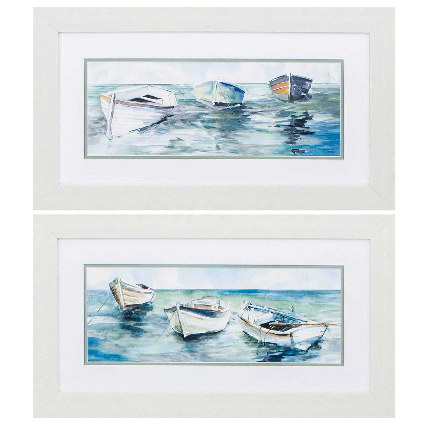 27" X 15" White Frame Caught At Low Tide (Set Of 2)