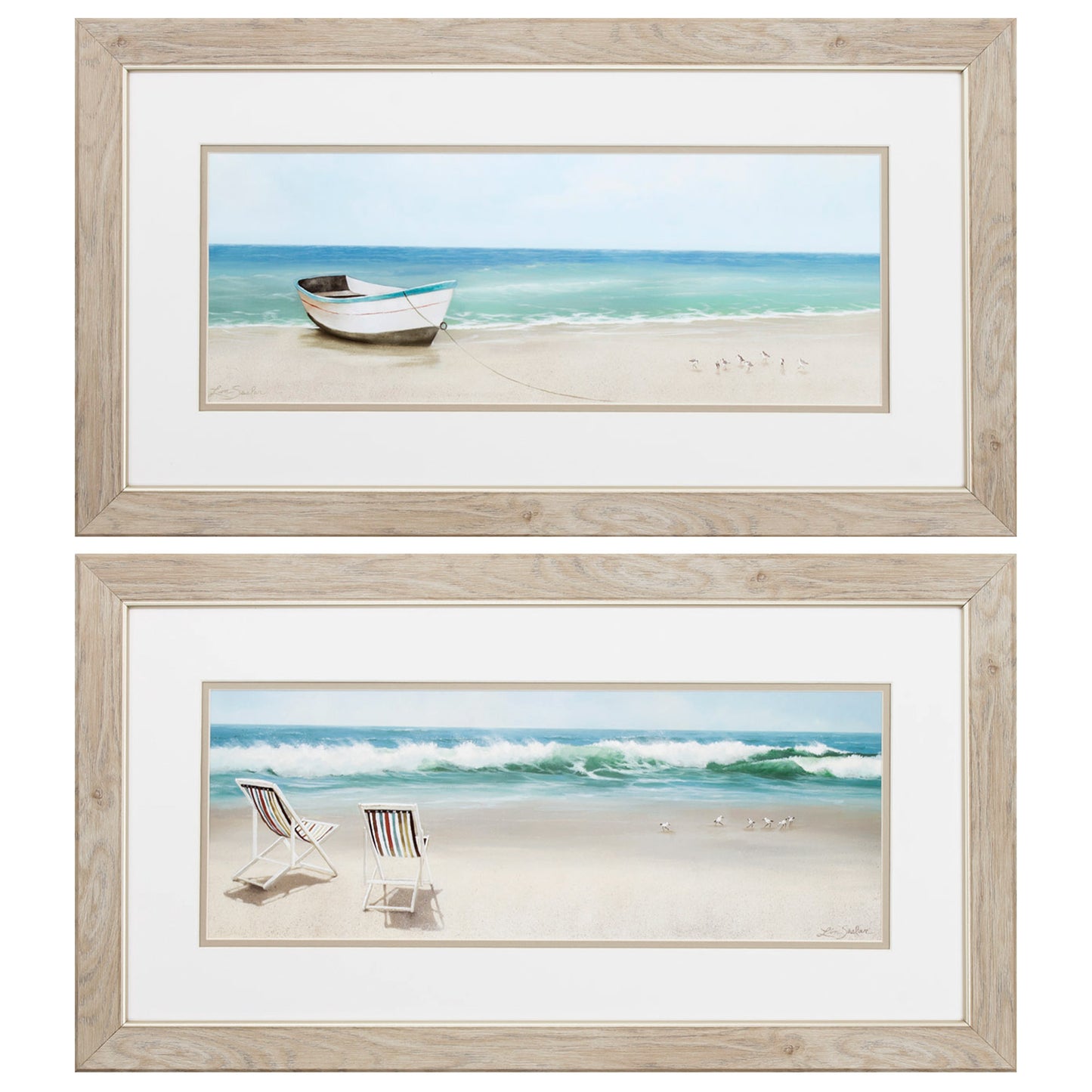 27" X 15" White Frame Tides View (Set Of 2)