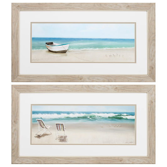 27" X 15" White Frame Tides View (Set Of 2)