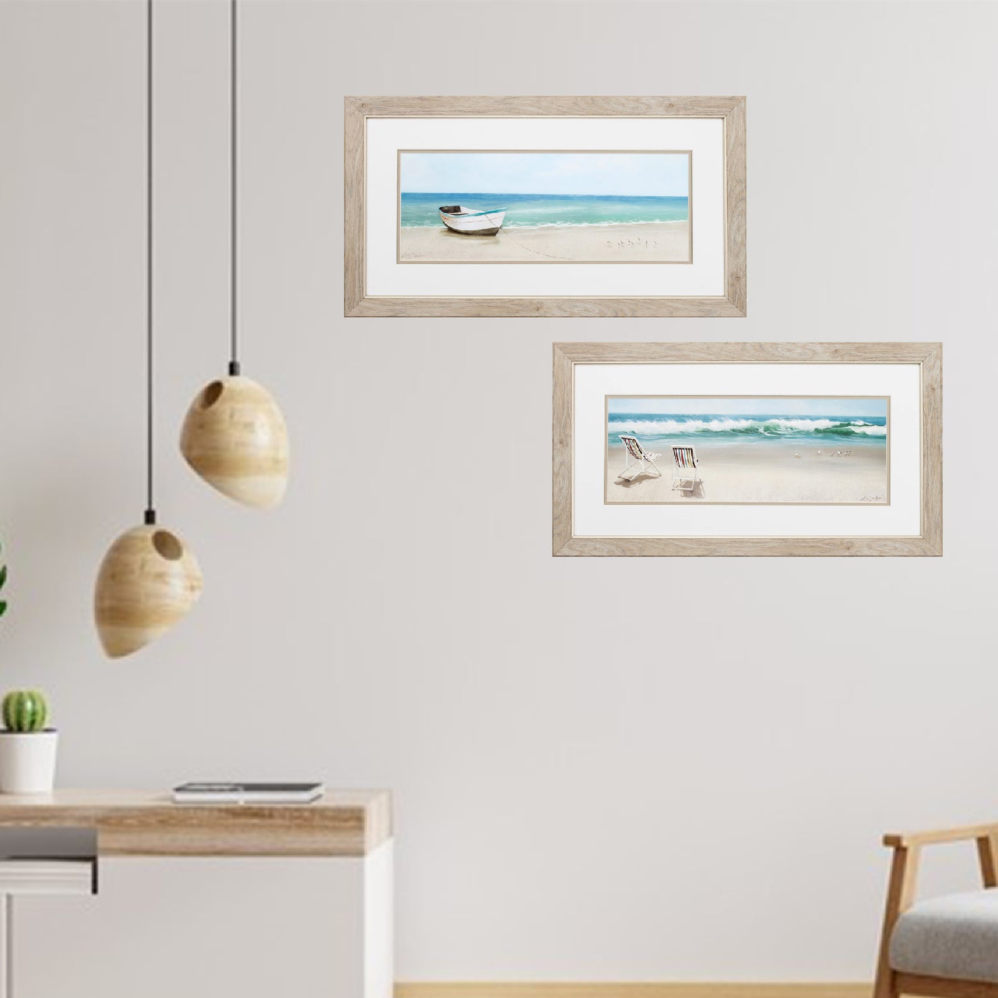 27" X 15" White Frame Tides View (Set Of 2)