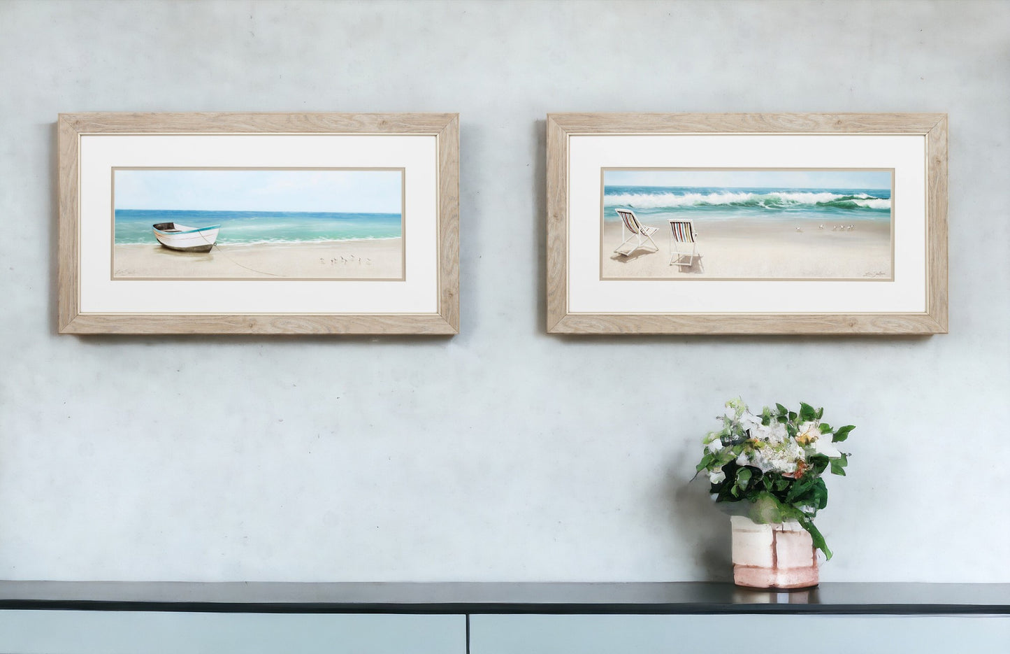 27" X 15" White Frame Tides View (Set Of 2)