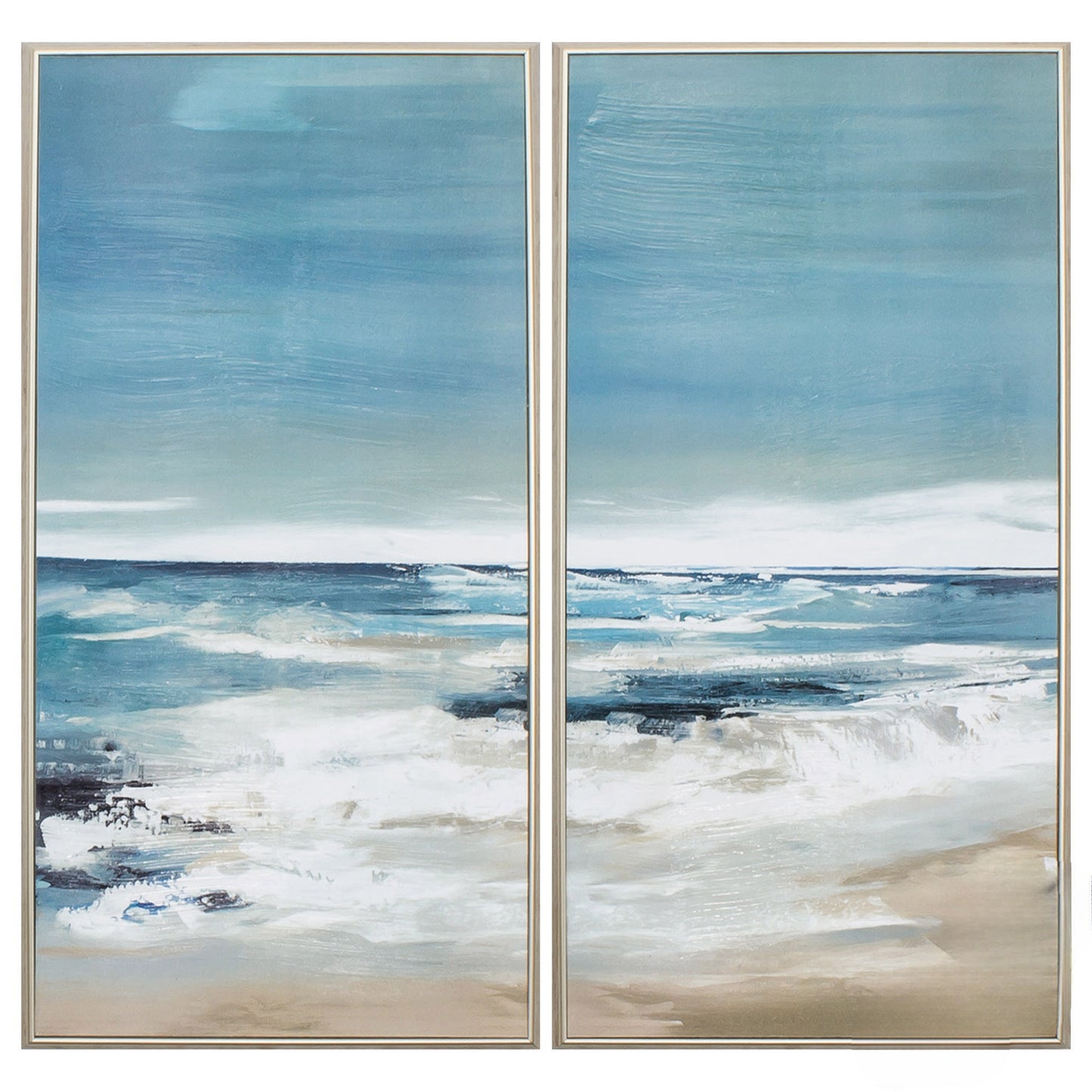 13" X 25" Ligth Wood Toned Frame East Coast (Set Of 2)