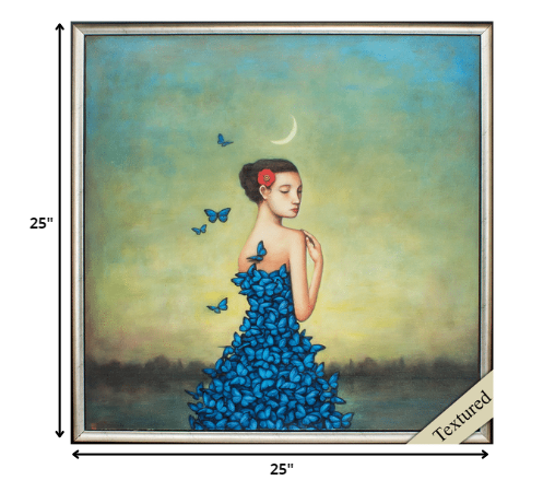 25" X 25" Silver Frame Metamorphosis In Blue