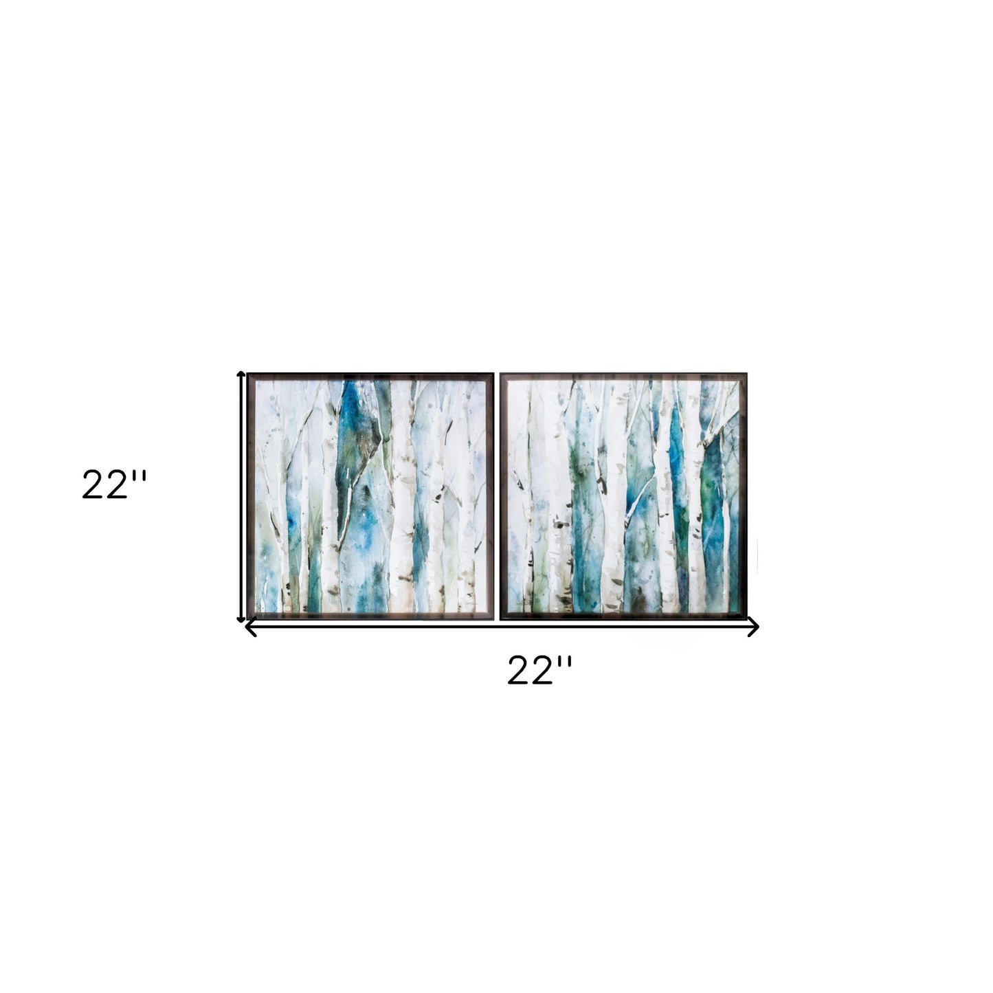 Set of Two 22" Blue Abstract River Birch Brown Framed Wall Art