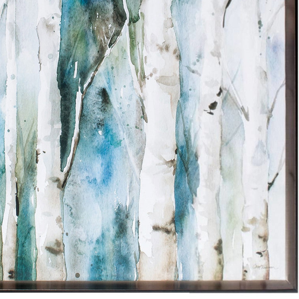 Set of Two 22" Blue Abstract River Birch Brown Framed Wall Art