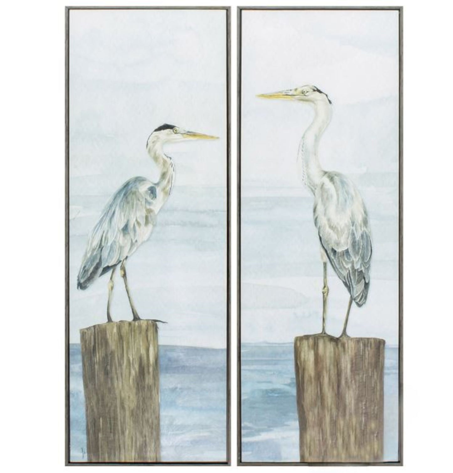 13" X 36" Woodtoned Frame Ocean Sky Panel (Set Of 2)