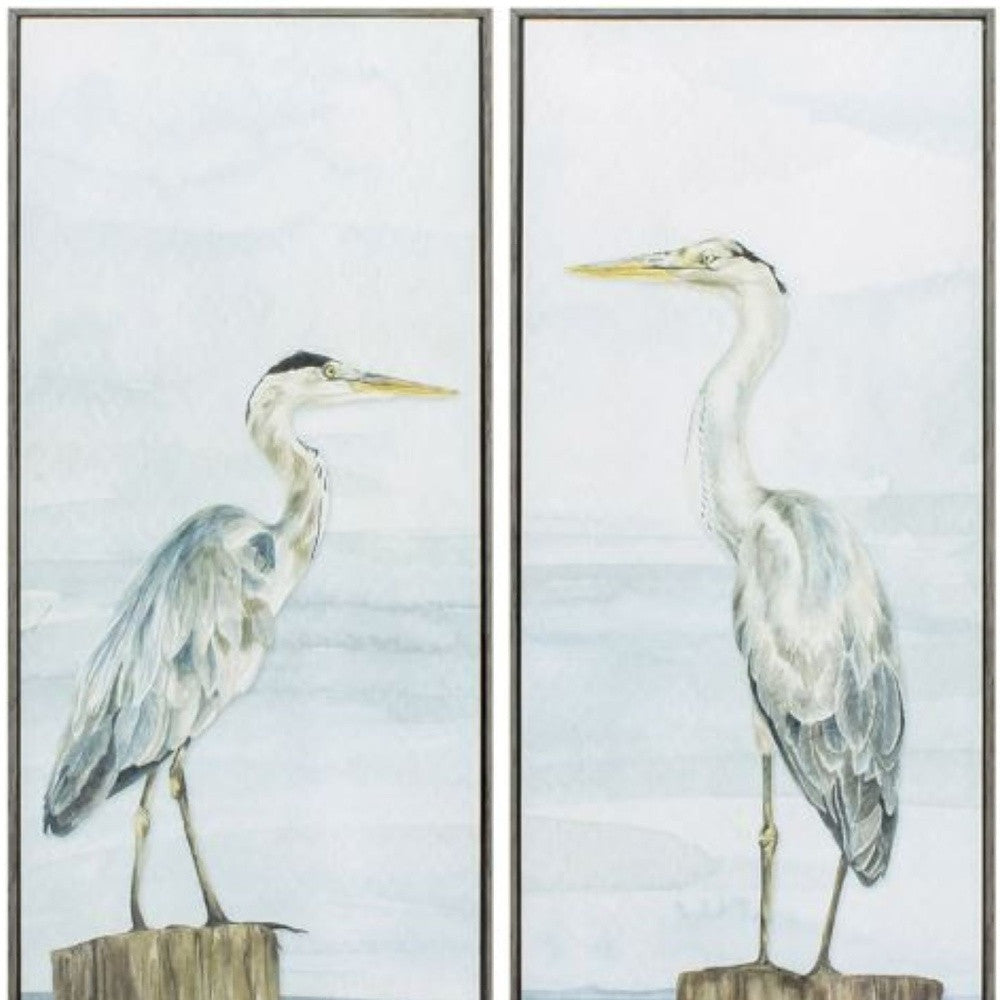 13" X 36" Woodtoned Frame Ocean Sky Panel (Set Of 2)