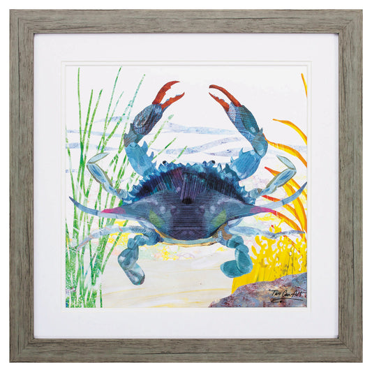 23" X 23" Woodtoned Frame Sea Creature Crab