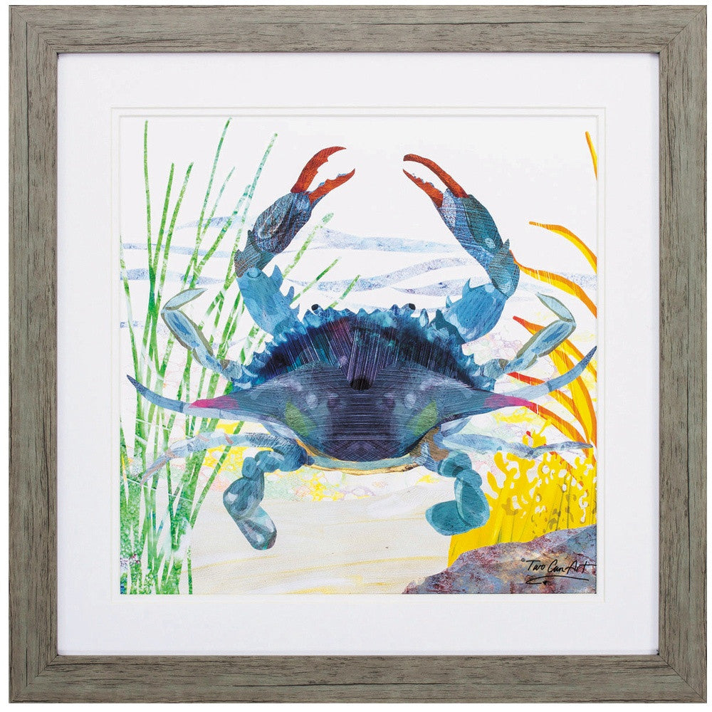 23" X 23" Woodtoned Frame Sea Creature Crab