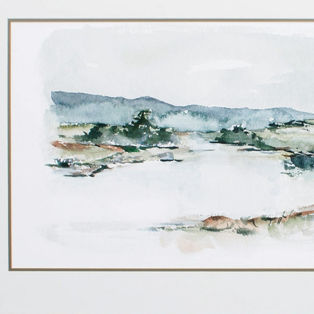 31" X 25" Woodtoned Frame Overcast Lake Study (Set Of 2)