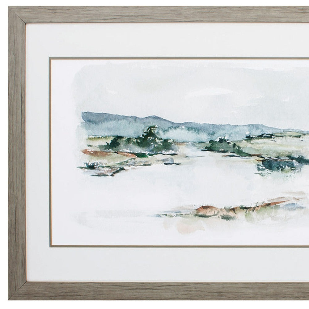 31" X 25" Woodtoned Frame Overcast Lake Study (Set Of 2)