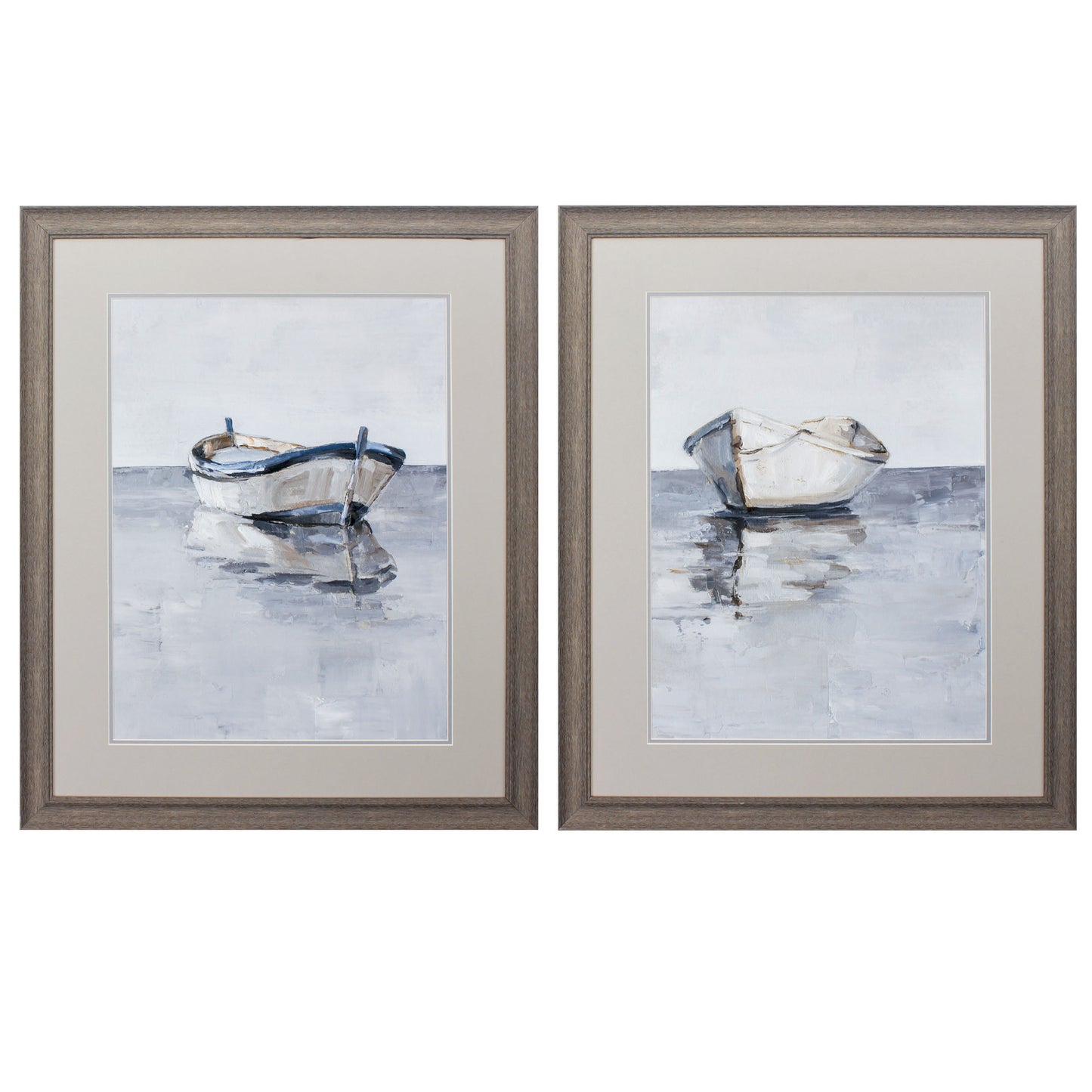 27" X 33" Distressed Wood Toned Frame Boat On The Horizon (Set Of 2)