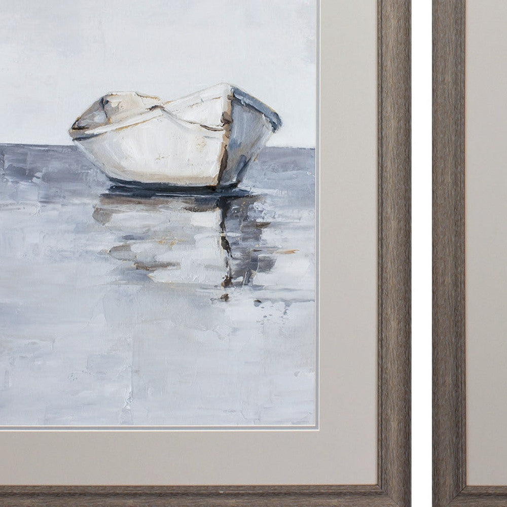 27" X 33" Distressed Wood Toned Frame Boat On The Horizon (Set Of 2)