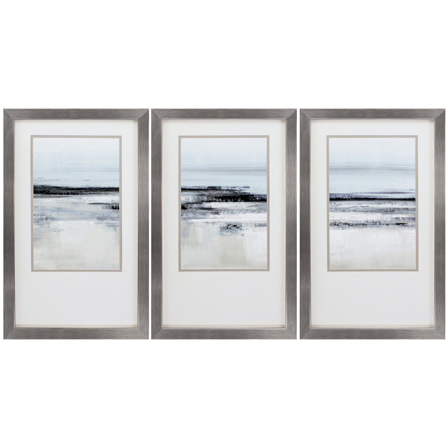 21" X 34" Silver Frame Landform I (Set Of 3)