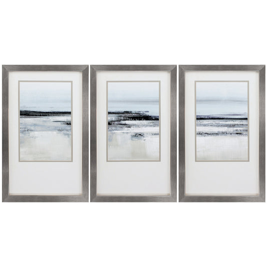 21" X 34" Silver Frame Landform I (Set Of 3)