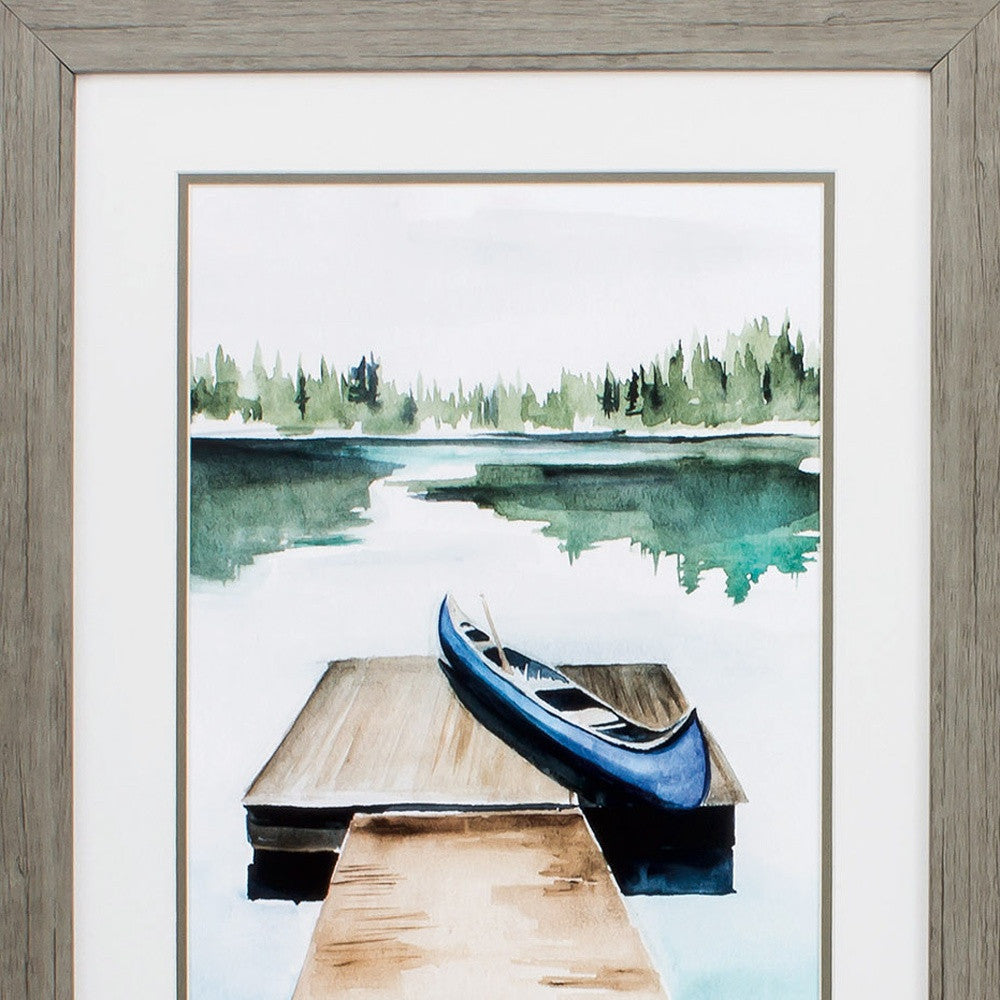 19" X 23" Woodtoned Frame Lake Views (Set Of 2)