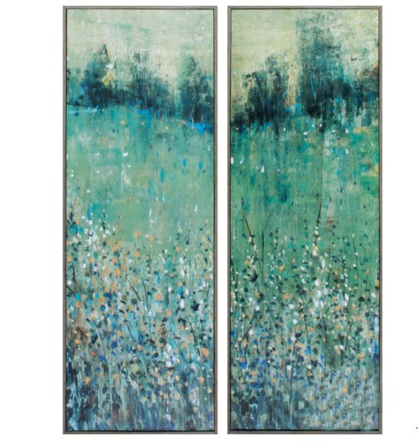 12" X 35" Woodtoned Frame Lush Meadow (Set Of 2)