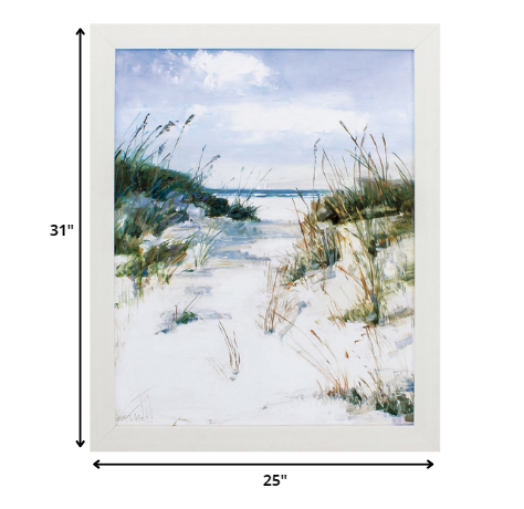 31" X 25" White Ocean Dunes Framed Wall Decor