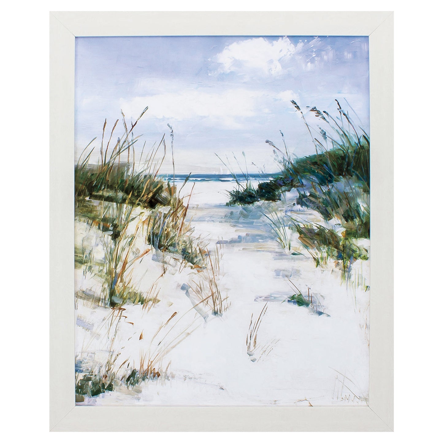 31" X 25" White Ocean Dunes Framed Wall Decor