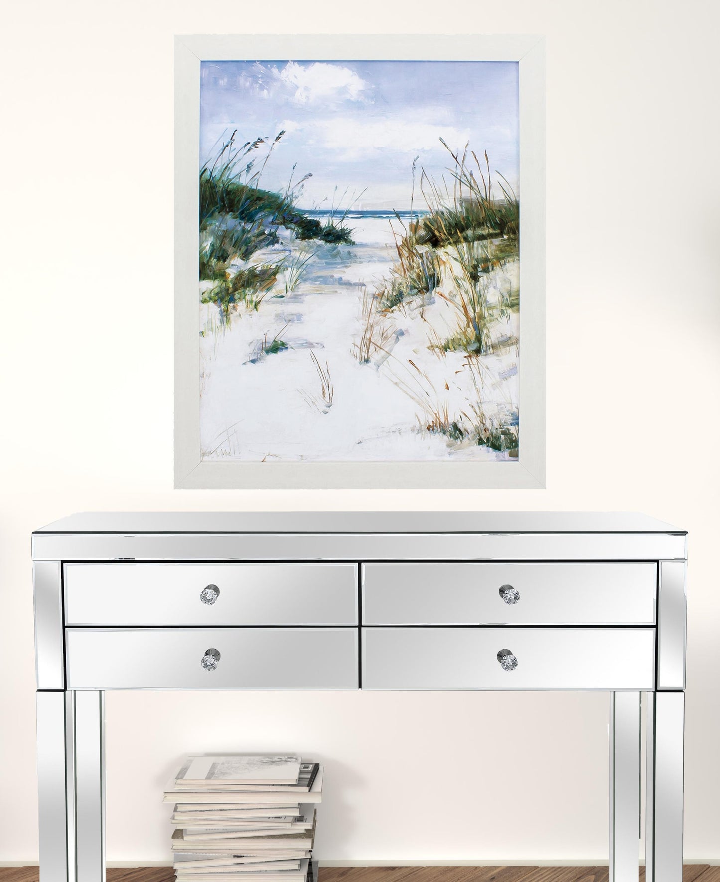 31" X 25" White Ocean Dunes Framed Wall Decor