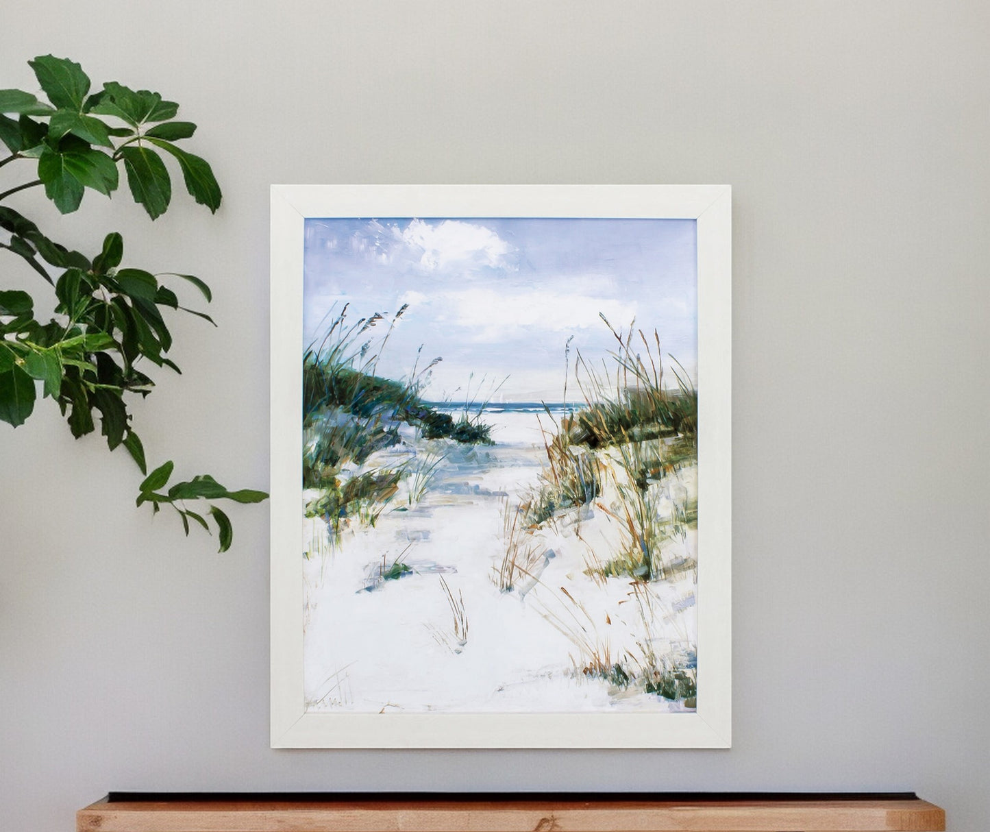 31" X 25" White Ocean Dunes Framed Wall Decor