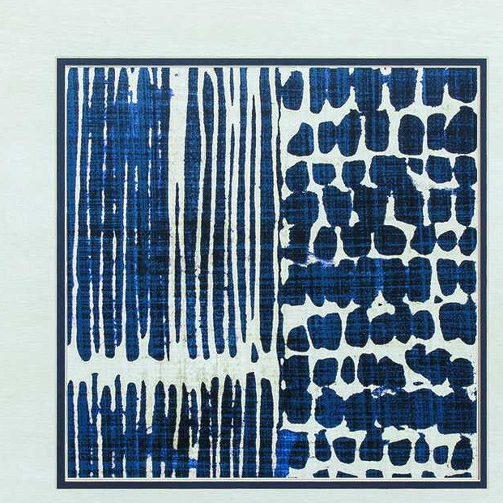 21" X 21" Silver Frame Indigo Batik Set Of 4