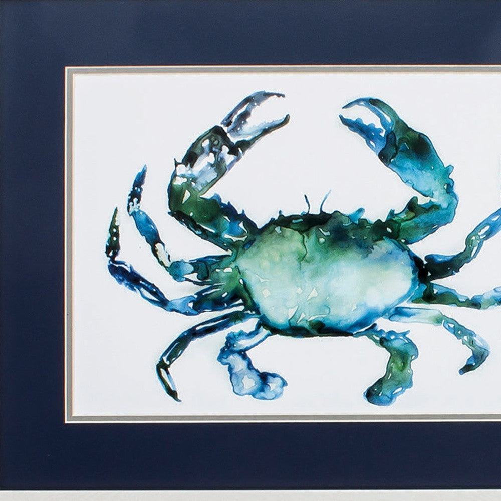 Set of Two 21" X 27" Blue and White Crab and Octopus Coastal Wall Decor