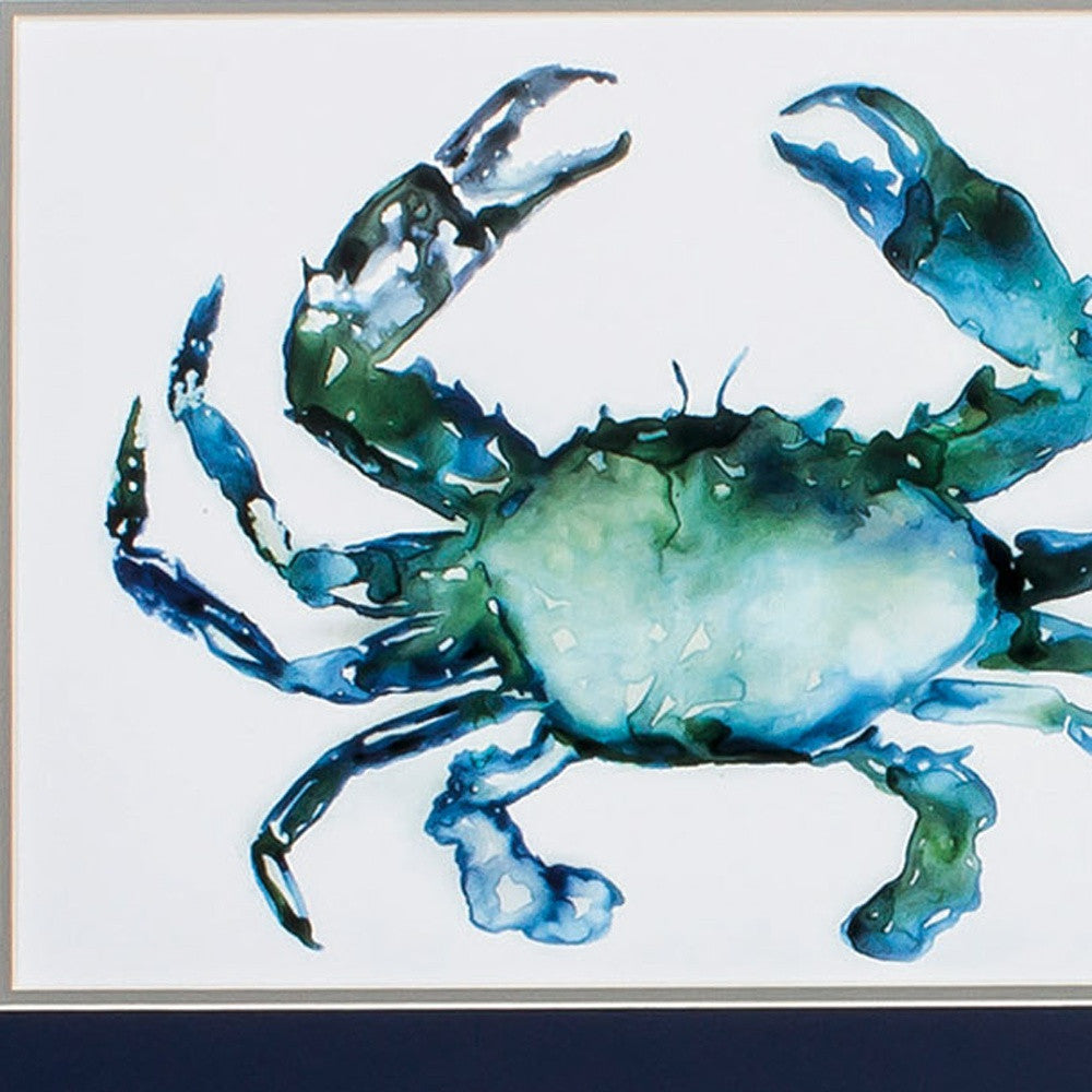 Set of Two 21" X 27" Blue and White Crab and Octopus Coastal Wall Decor