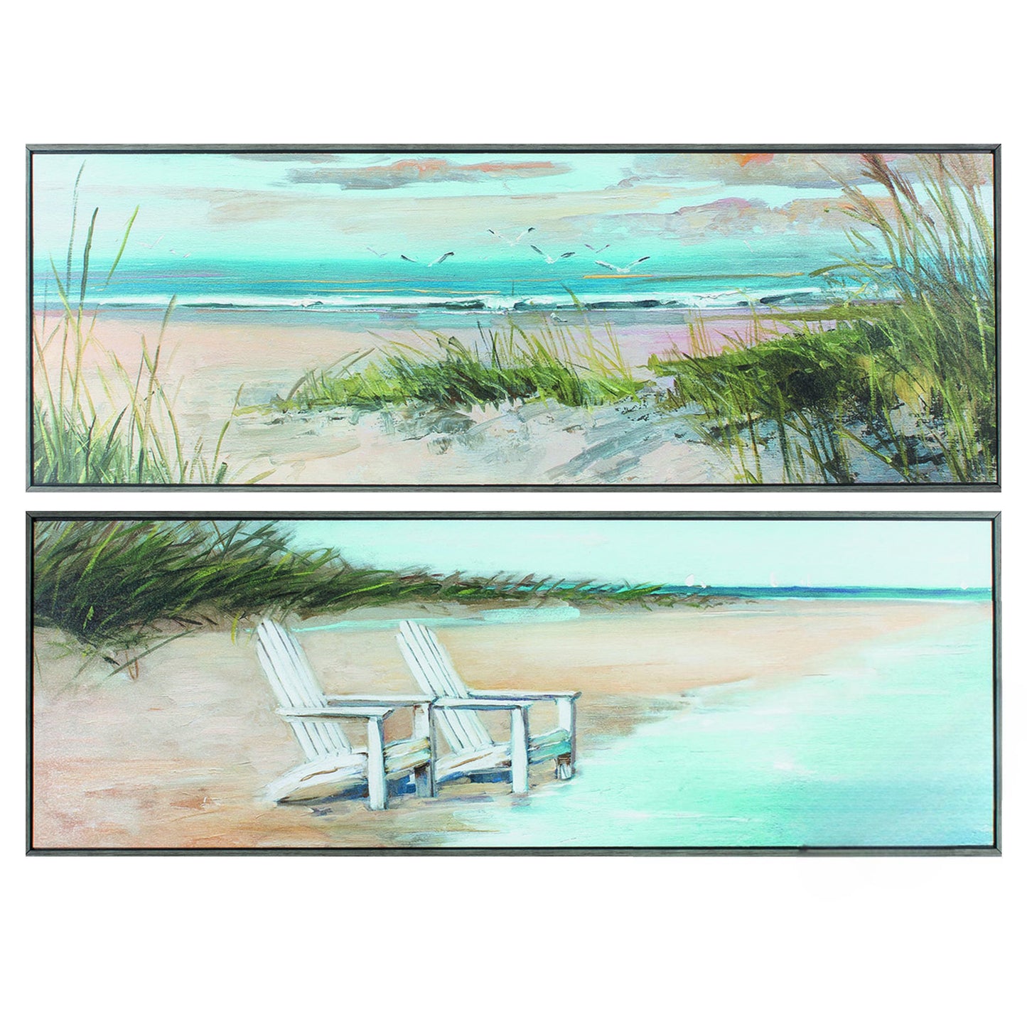 36" X 12" Woodtoned Frame Wind Water (Set Of 2)