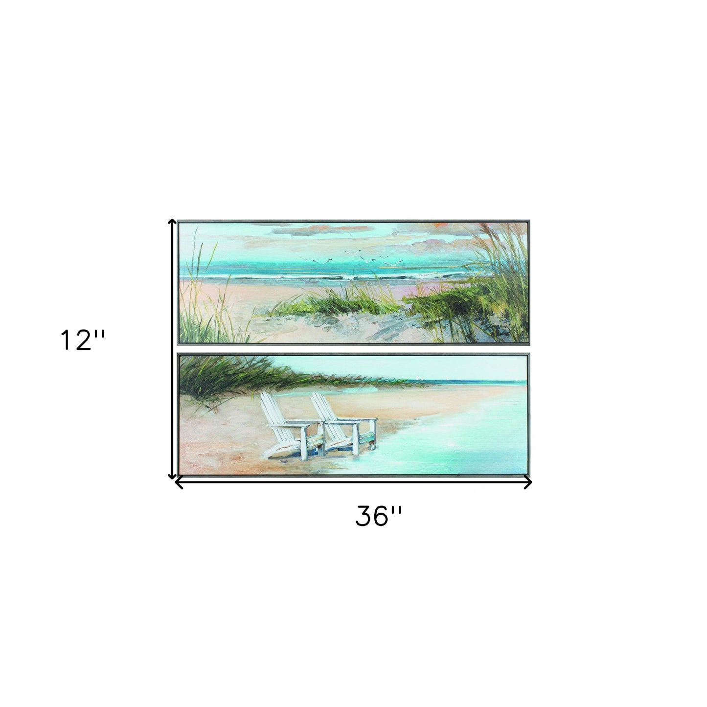 36" X 12" Woodtoned Frame Wind Water (Set Of 2)