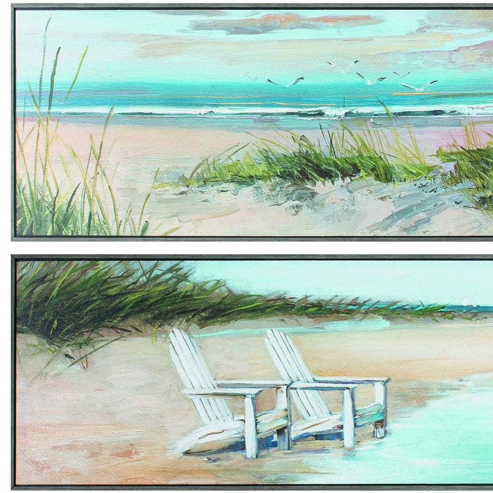 36" X 12" Woodtoned Frame Wind Water (Set Of 2)