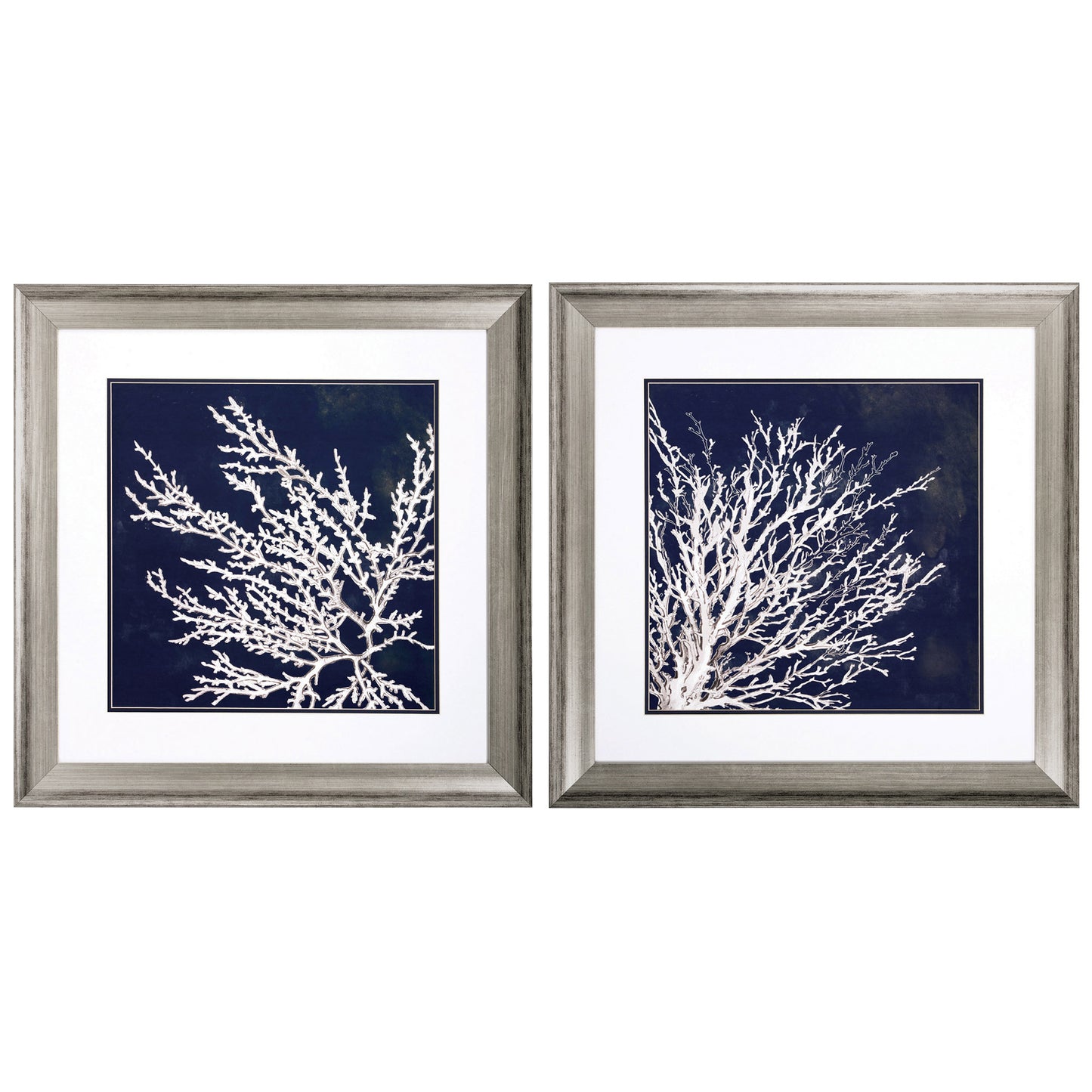 28" X 28" Silver Frame Coastal Coral (Set Of 2)