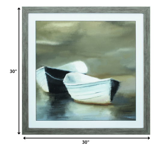 30" X 30" Woodtoned Frame Boat Friends