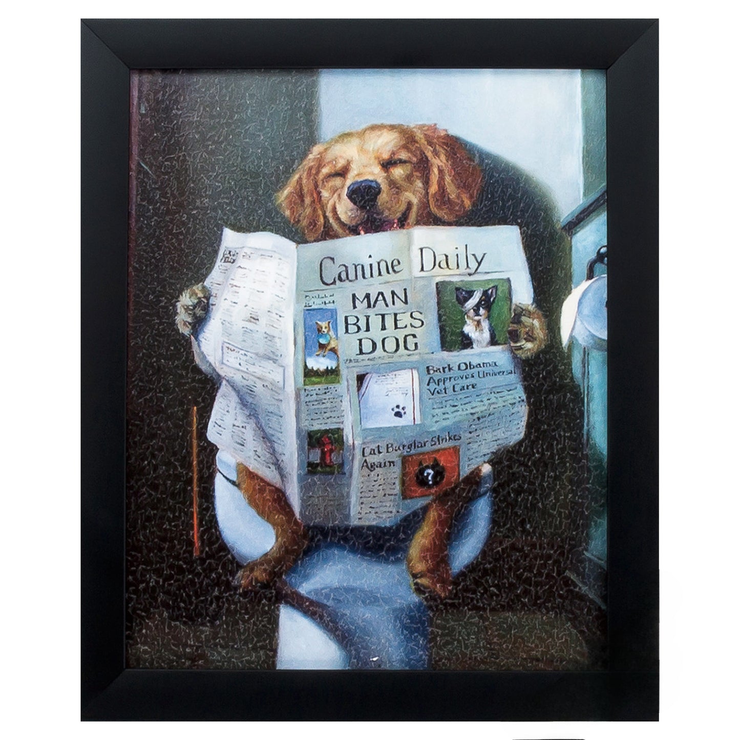 9" X 11" Black Frame Man Bites Dog