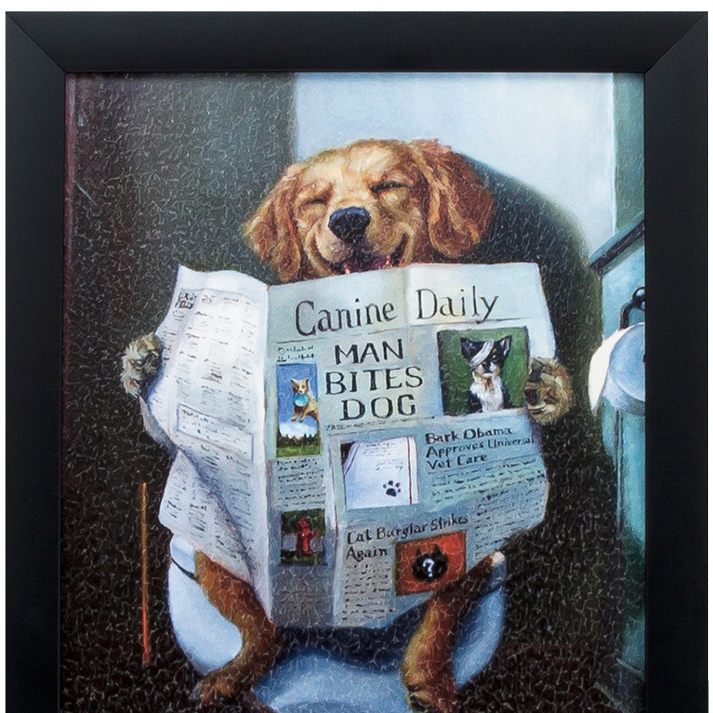 9" X 11" Black Dog Acrylic Bathroom Framed Art