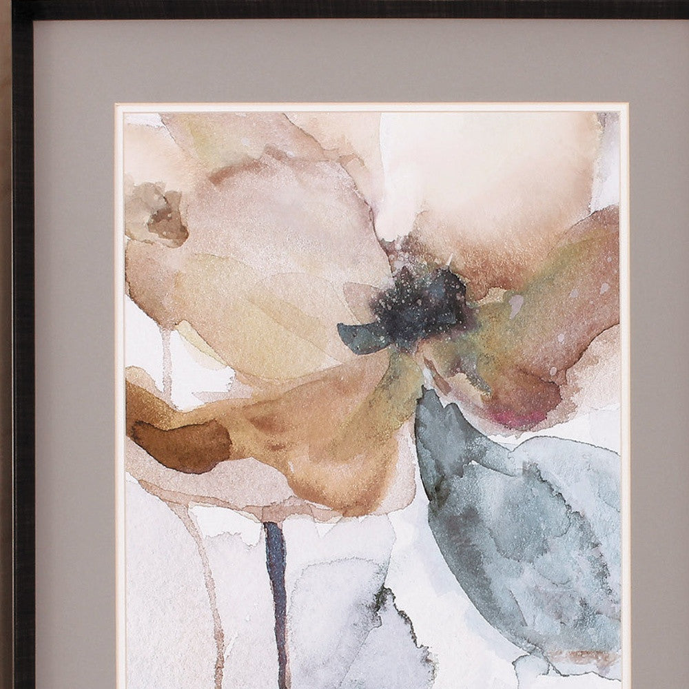 23" X 27" Brushed Silver Frame Watercolor Poppy (Set Of 2)