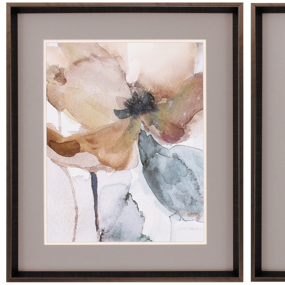 23" X 27" Brushed Silver Frame Watercolor Poppy (Set Of 2)