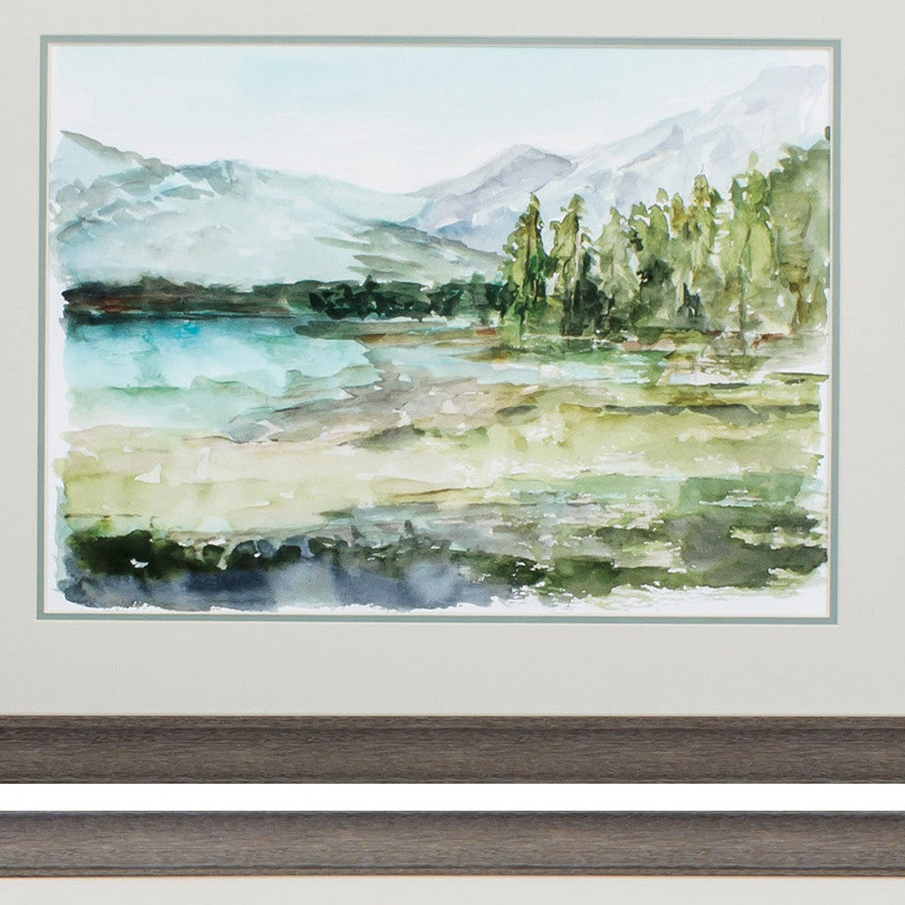 28" X 24" Distressed Wood Toned Frame Plein Air Reservoir (Set Of 2)