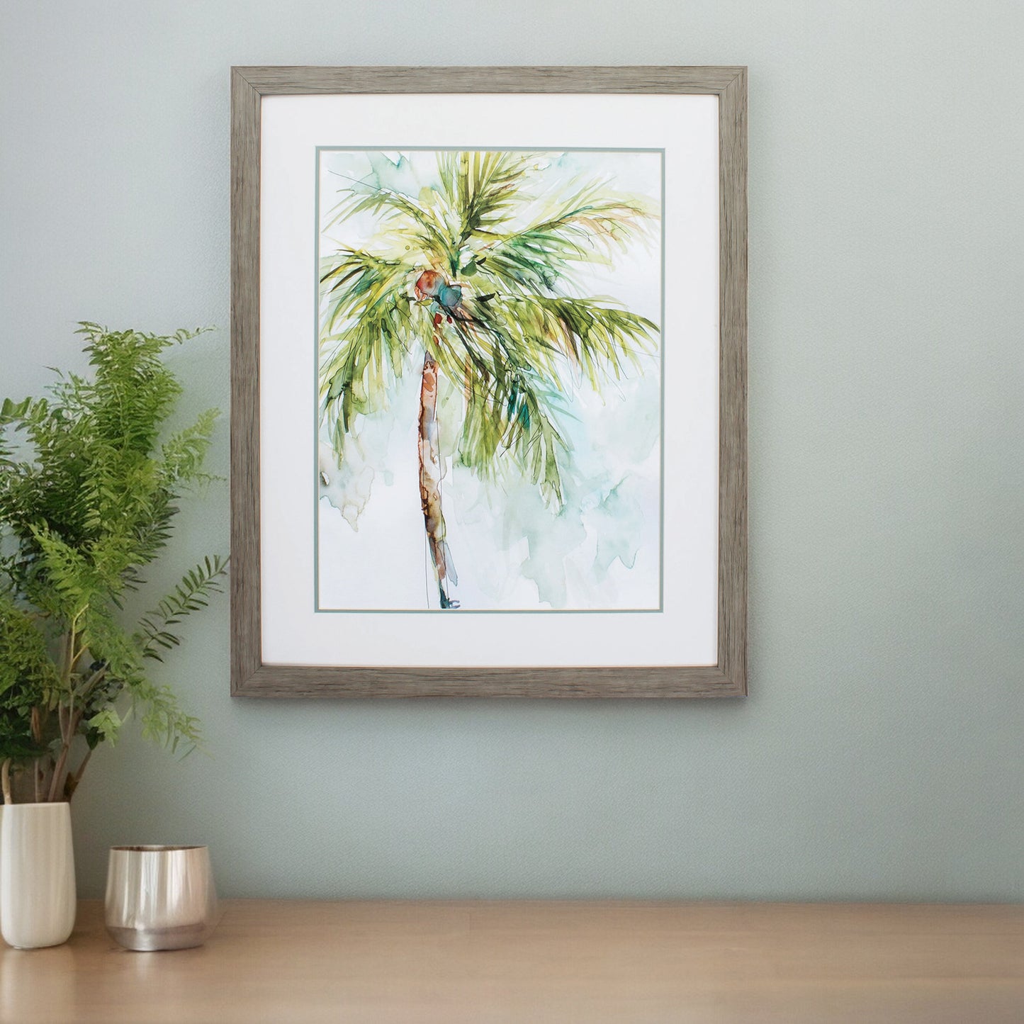 27" X 33" Woodtoned Frame Palm Breezes I