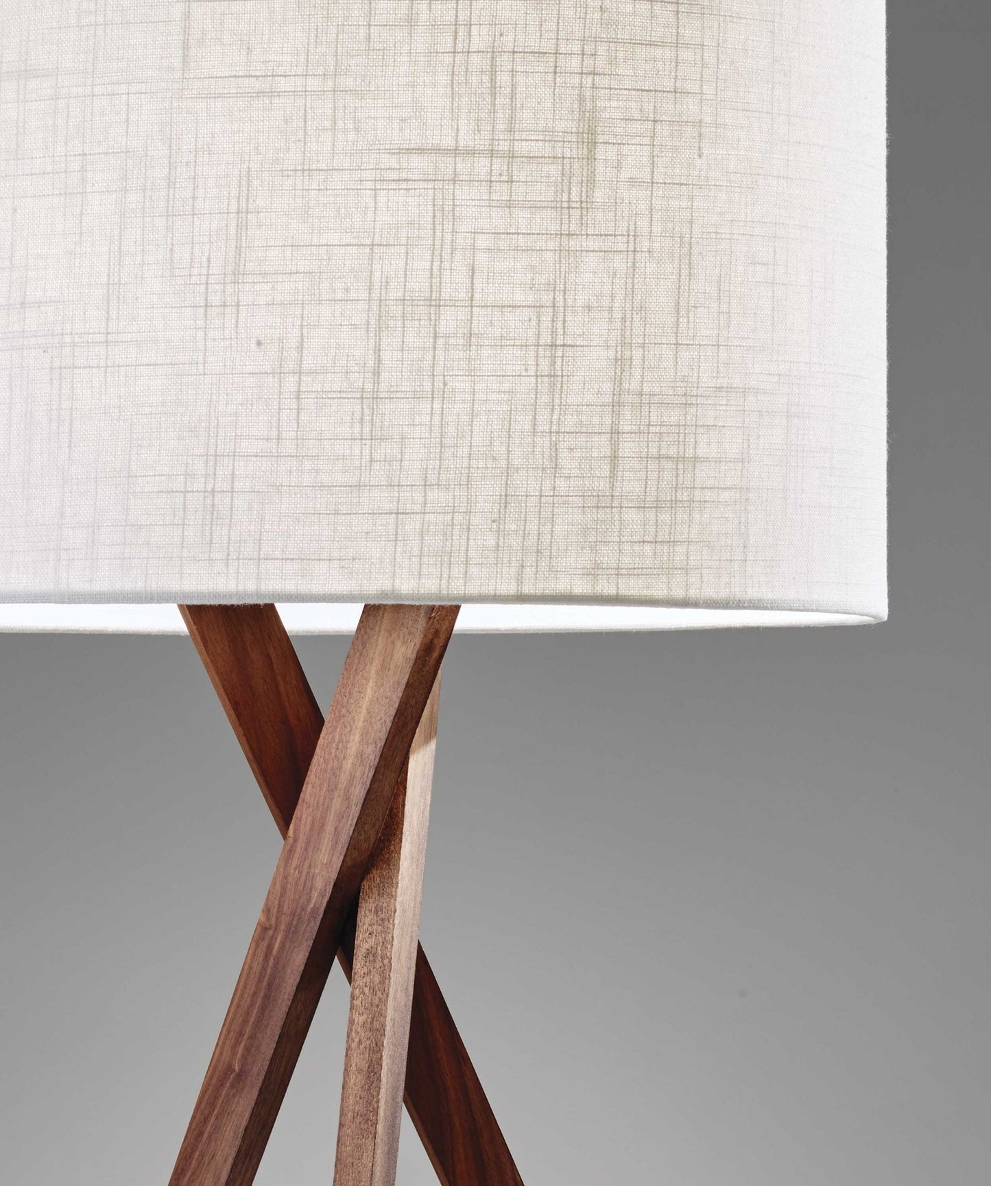 63" Solid Wood Tripod Floor Lamp With White Drum Shade