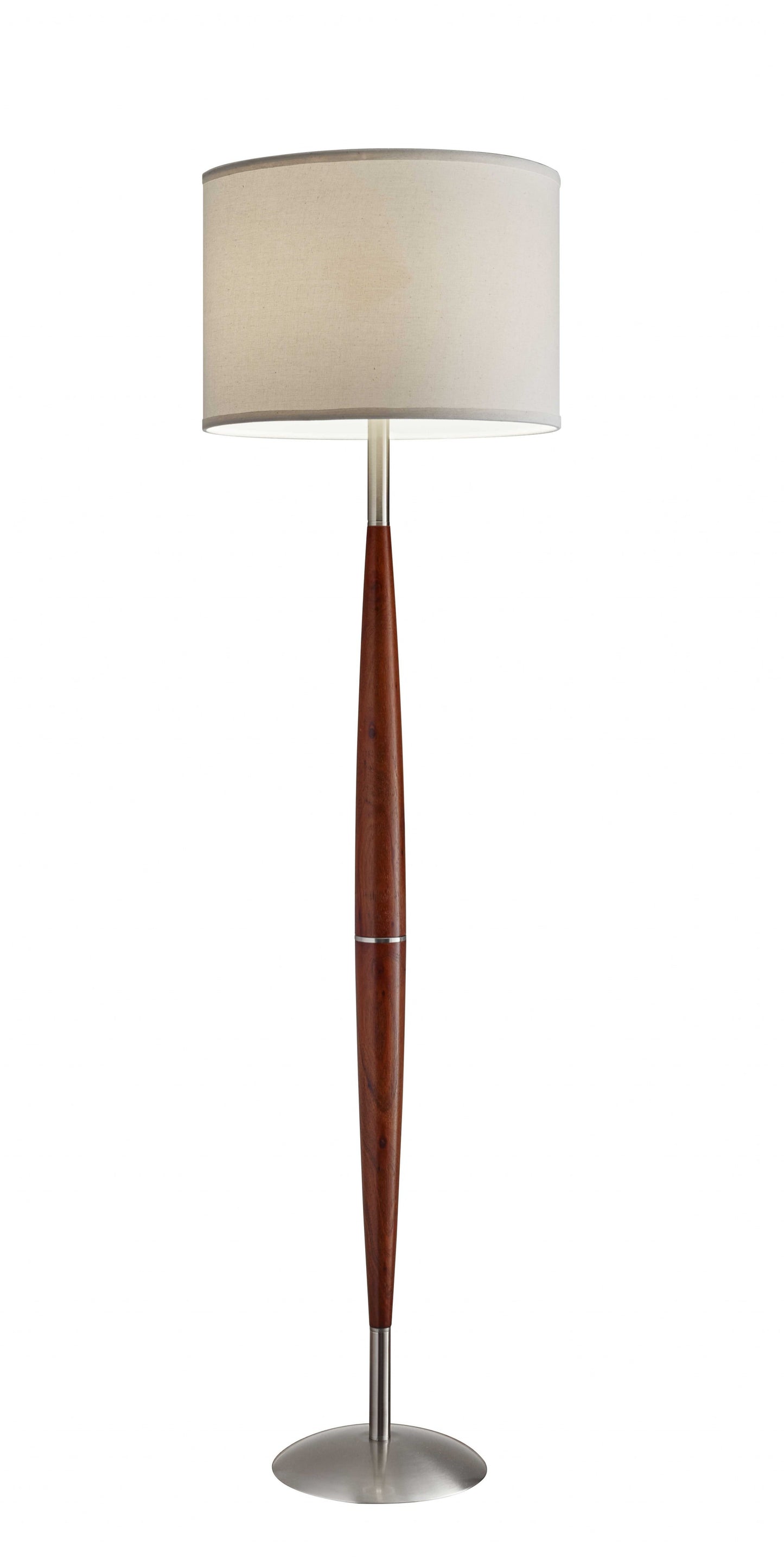 61" Solid Wood Traditional Shaped Floor Lamp With White Drum Shade