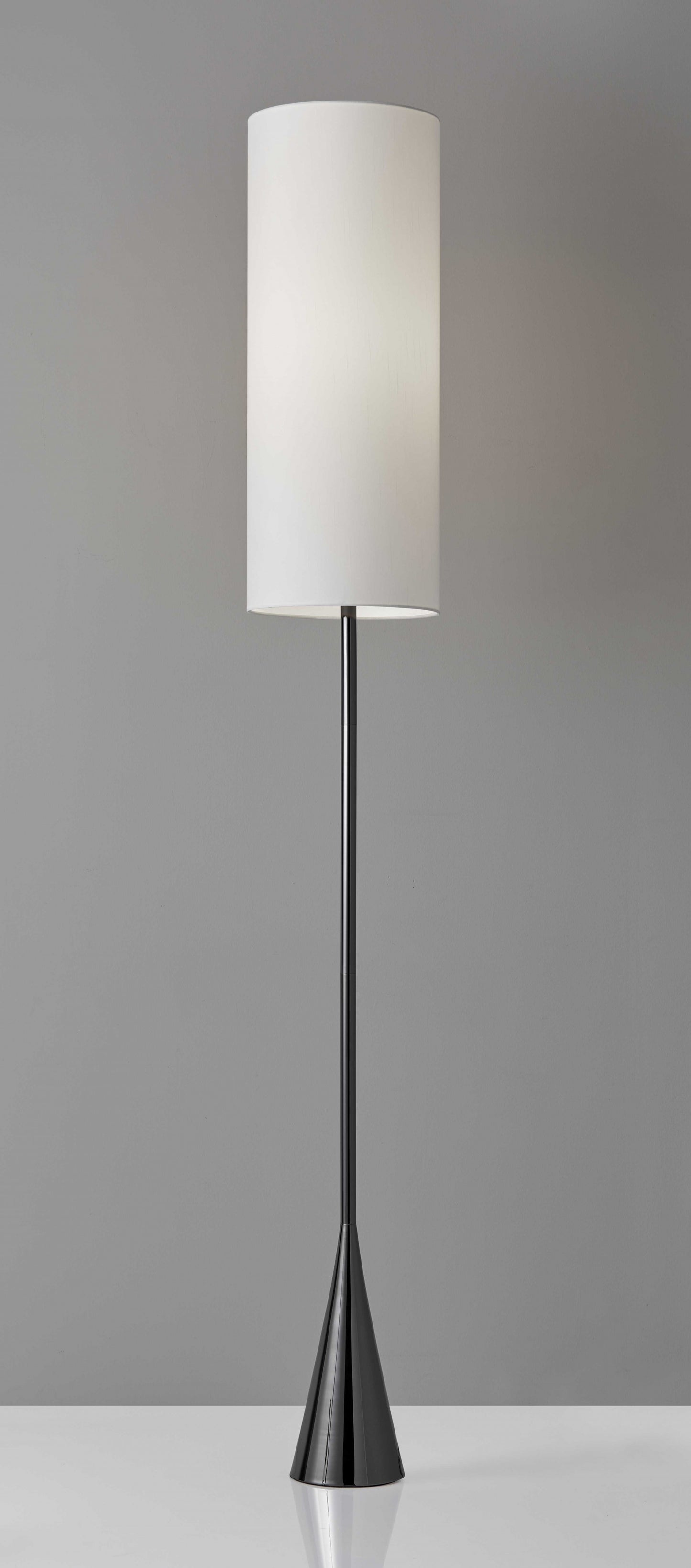 Dramatic Floor Lamp Bell Shaped Base In Black Nickel Finish Metal