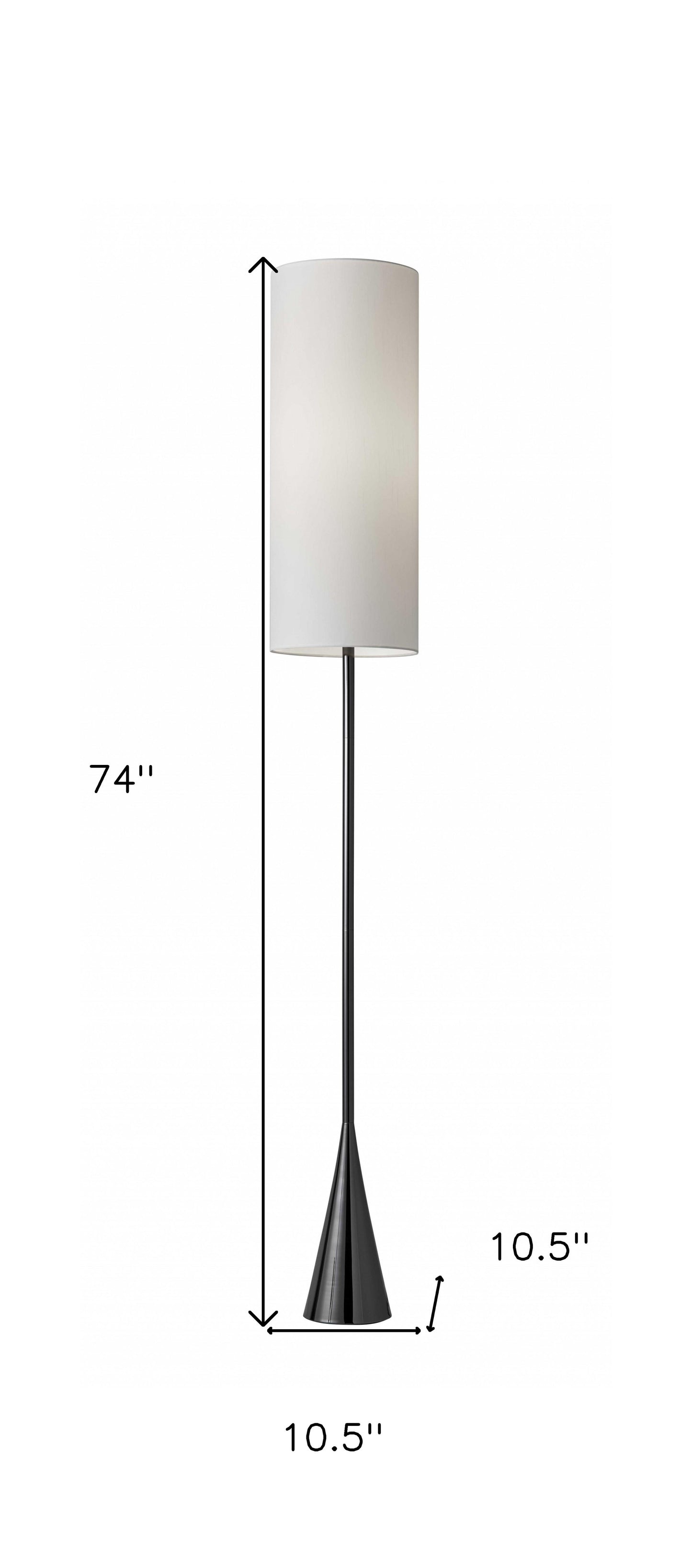 Dramatic Floor Lamp Bell Shaped Base In Black Nickel Finish Metal