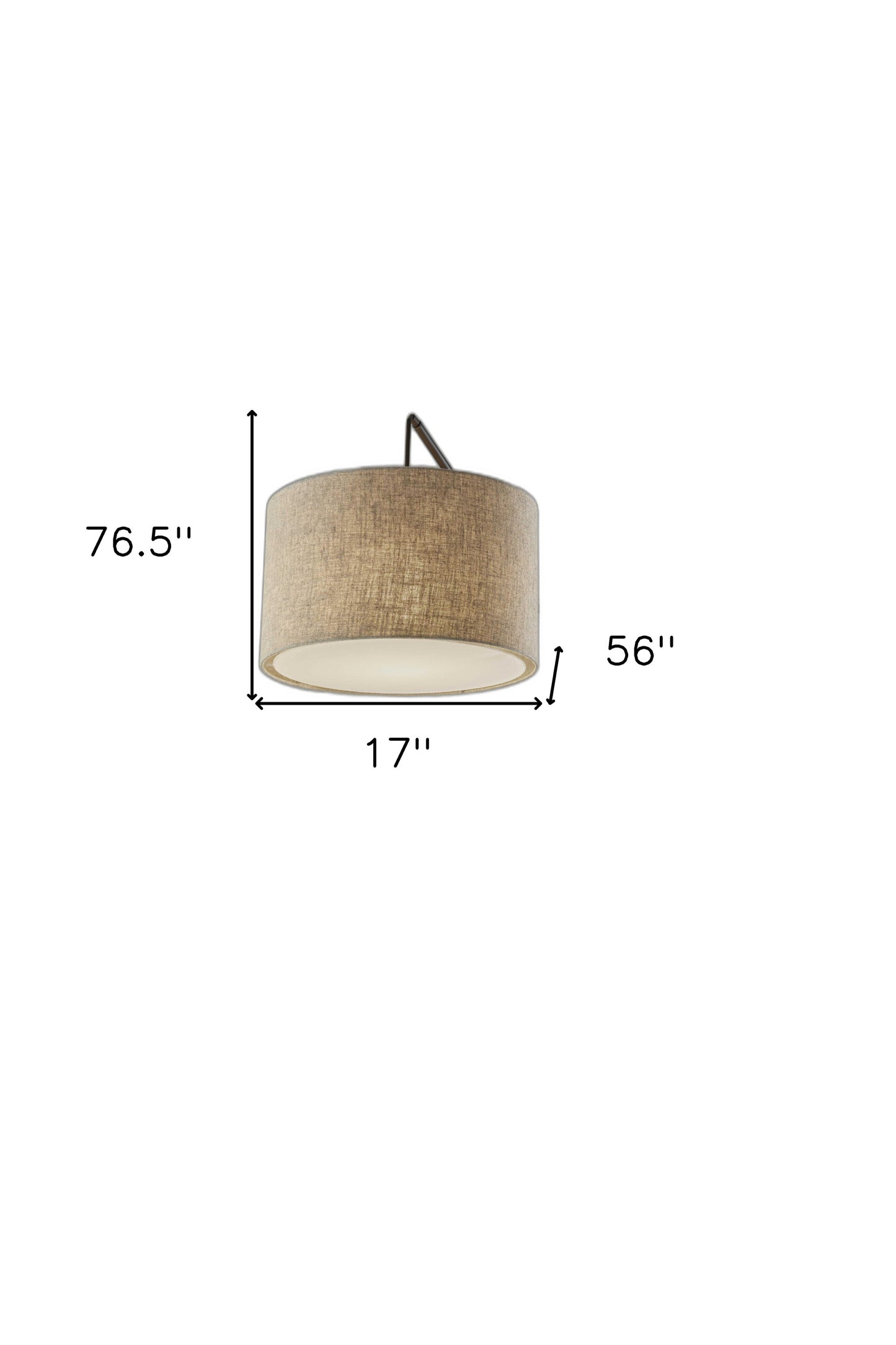 77" Black Swing Arm Floor Lamp With Beige Solid Color Drum Shade