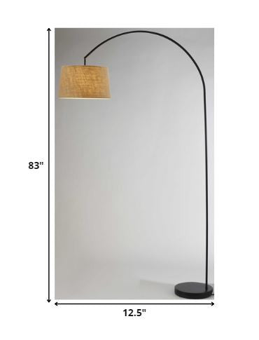 Sweeping Curve Floor Lamp In Black Metal