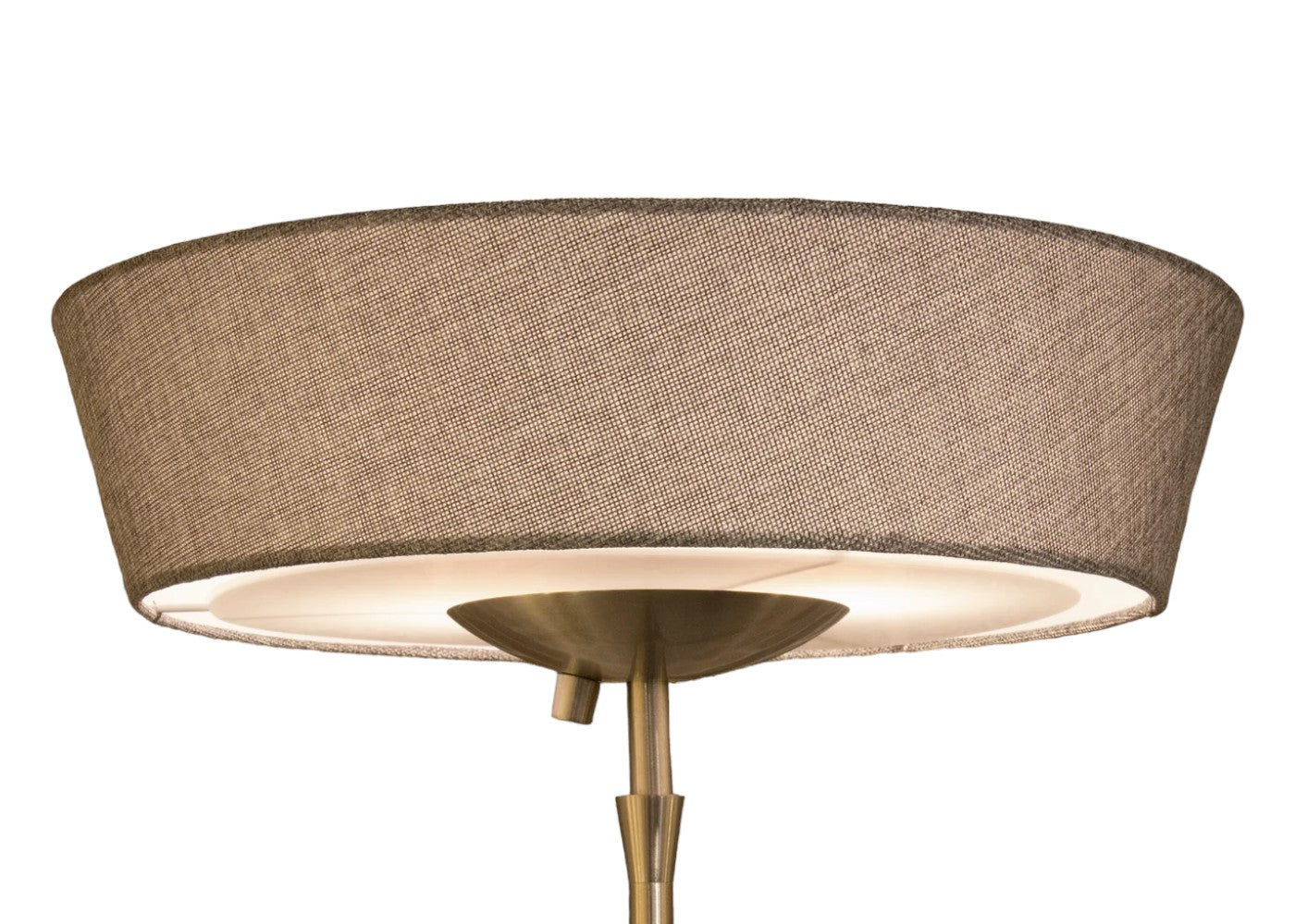 71" Brushed Silver Torchiere Floor Lamp With Linen Round Shade