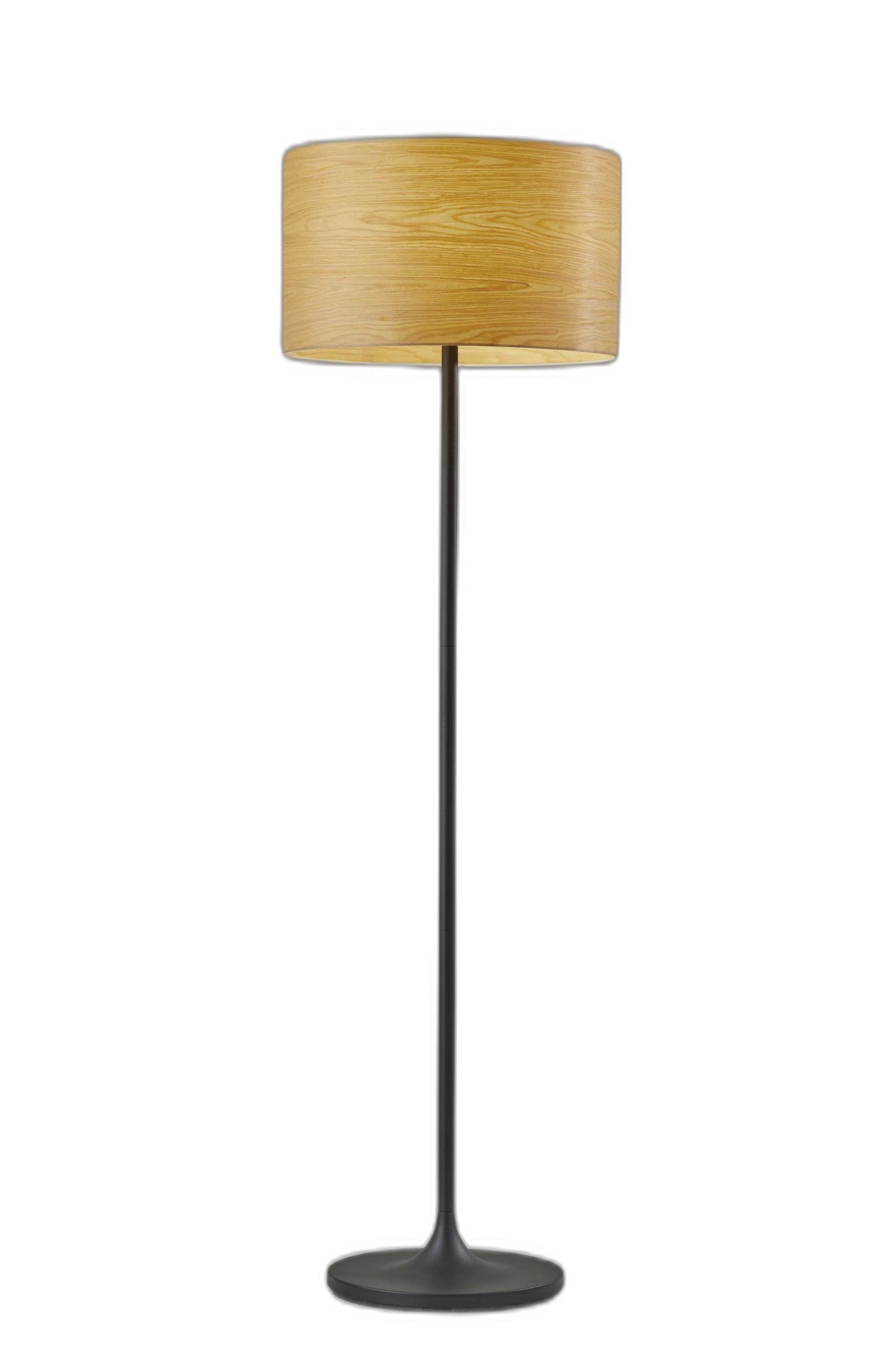 60" White Metal Floor Lamp With White Drum Shade