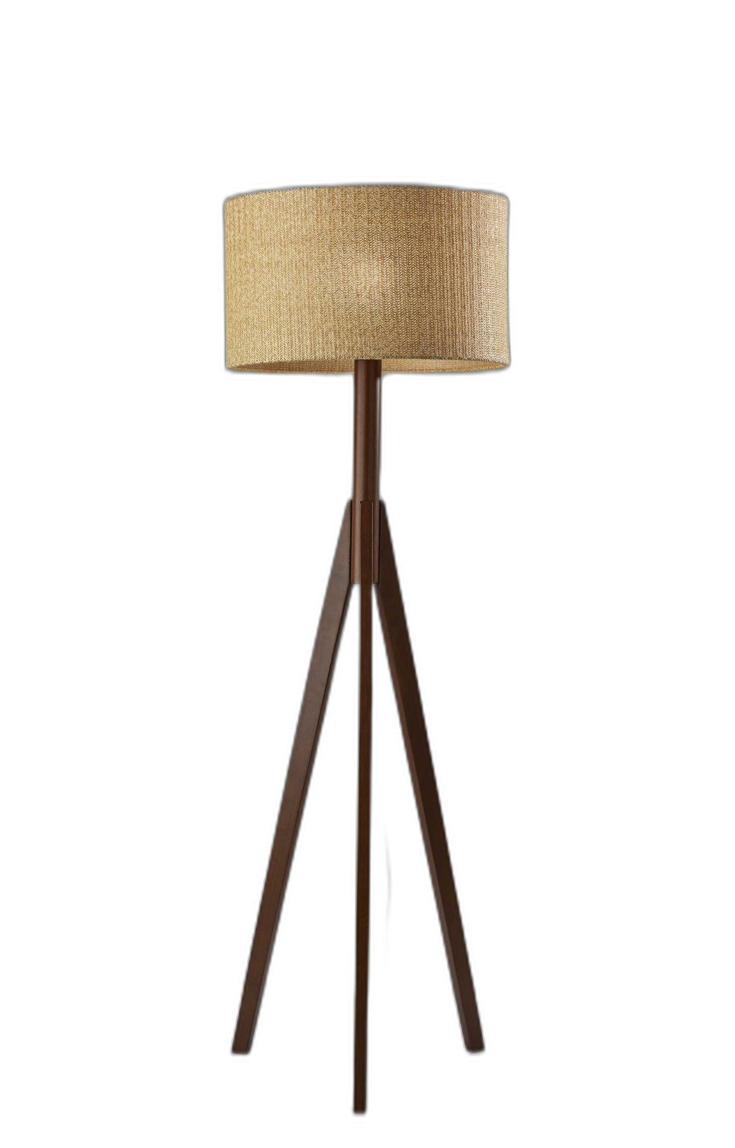 59" Natural Solid Wood Tripod Floor Lamp With Gray Fabric Empire Shade