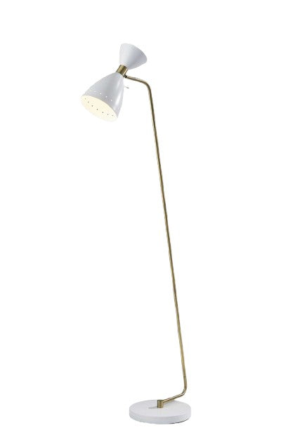 59" White Task Floor Lamp With White Cone Shade